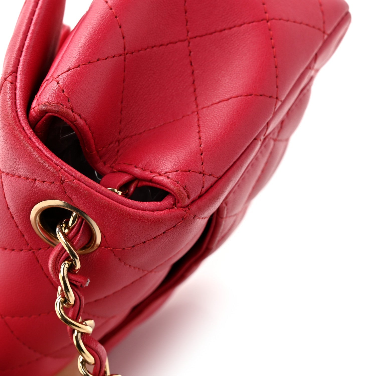 Chanel Lambskin Quilted Mini Square Flap Dark Pink