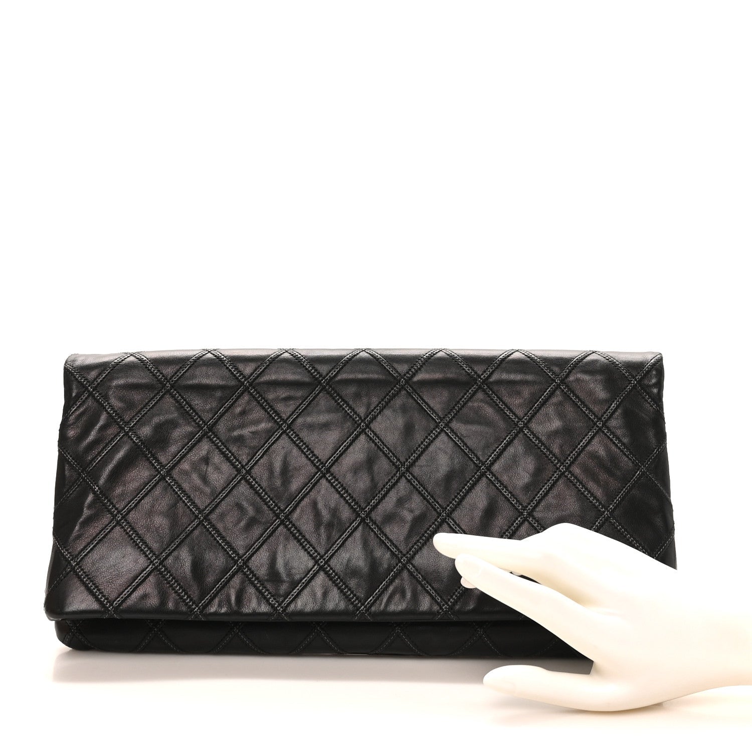 Chanel Calfskin Stitched Thin City Clutch Black