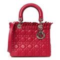 Christian Dior Lambskin Cannage Bow Medium Lady Dior Fuchsia