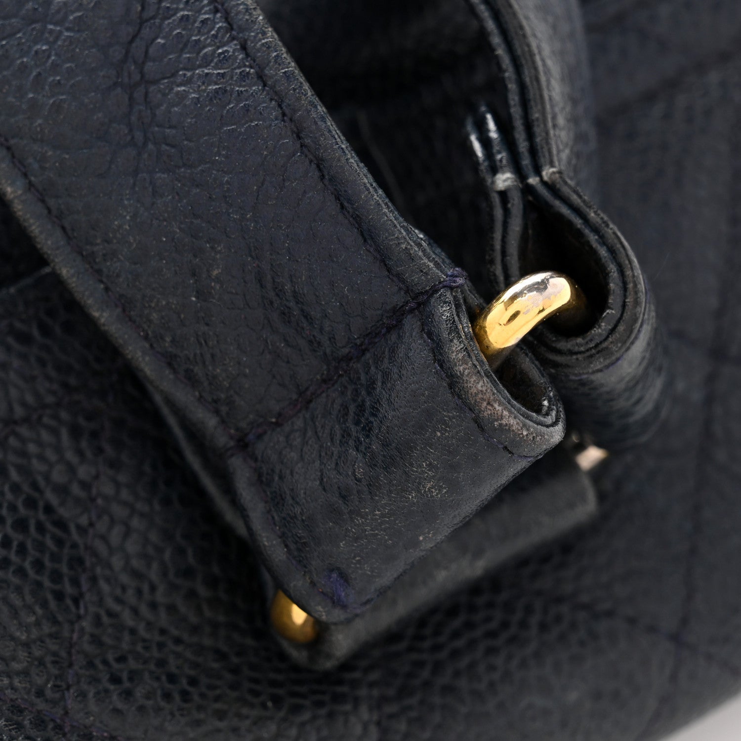 Chanel Caviar Quilted CC Drawstring Backpack Navy