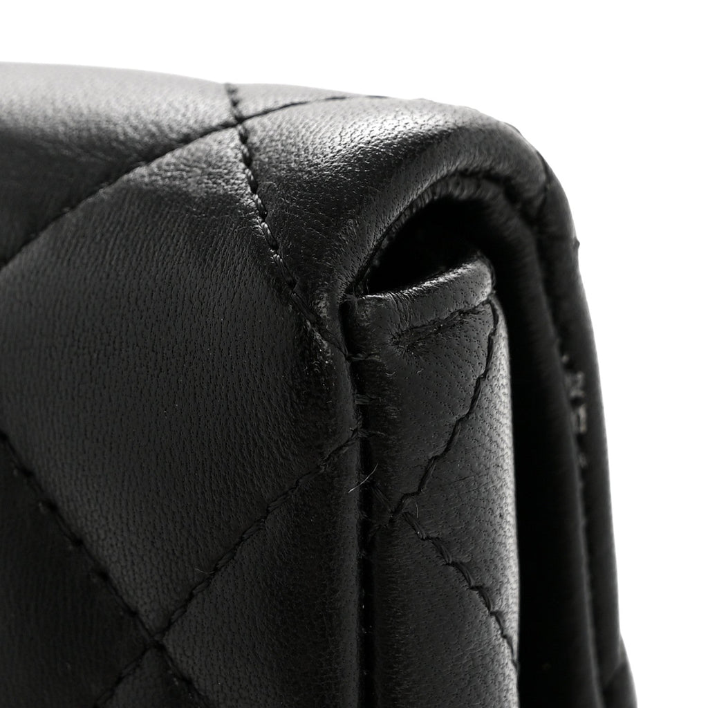 Chanel Lambskin Quilted Flap Clutch Black