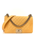 Chanel Calfskin Quilted Medium Boy Flap Yellow