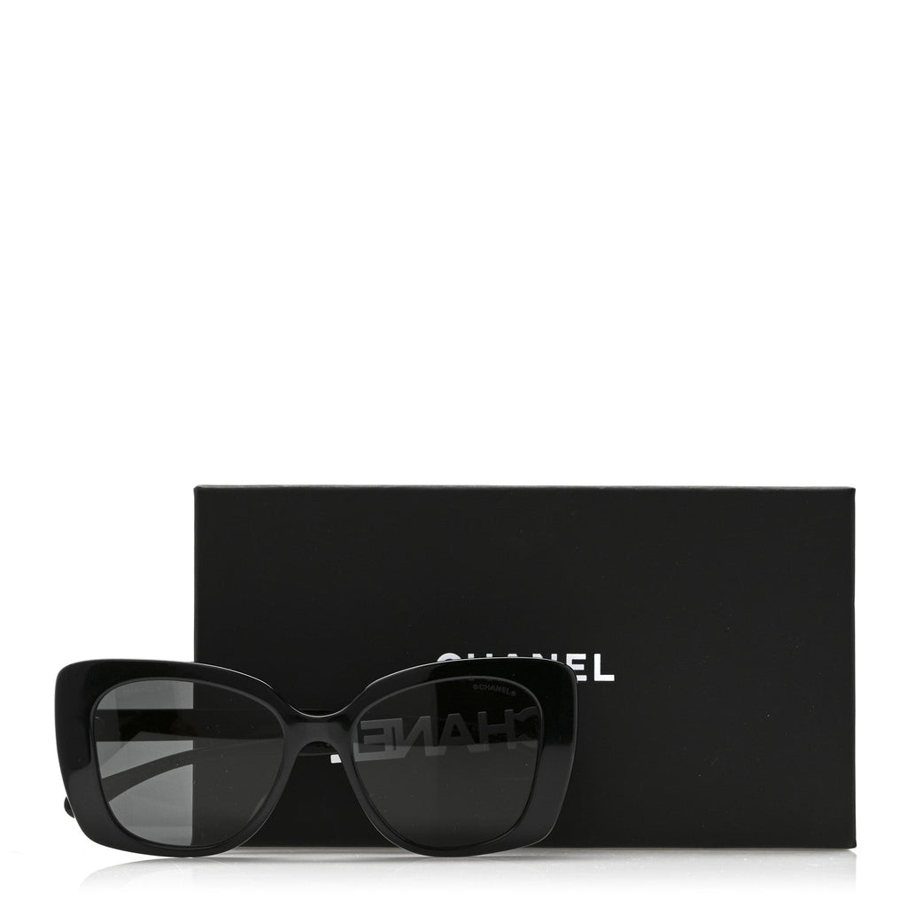 Acetate Strass Square Sunglasses 5422-B-A Black White