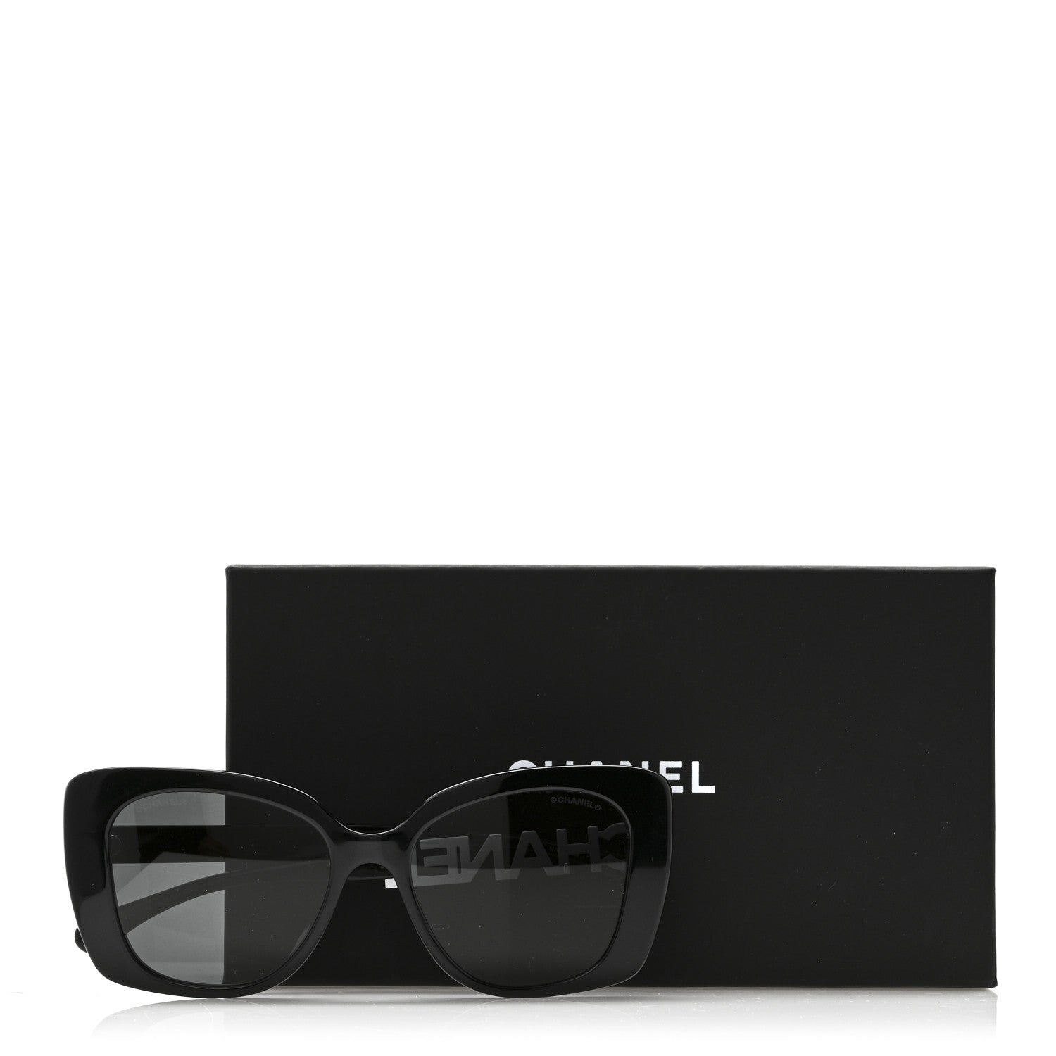Acetate Strass Square Sunglasses 5422-B-A Black White