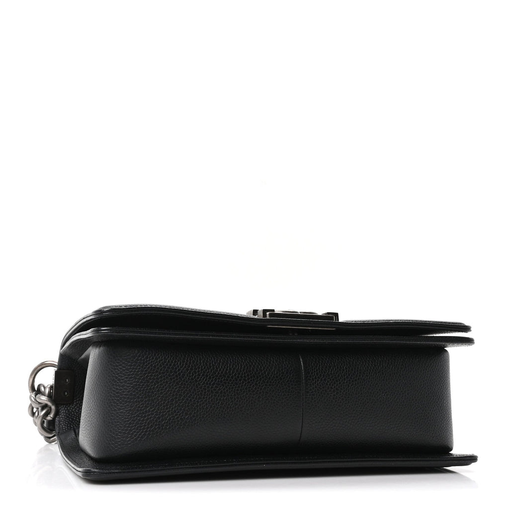 Chanel Caviar Chevron Quilted Medium Boy Flap Black