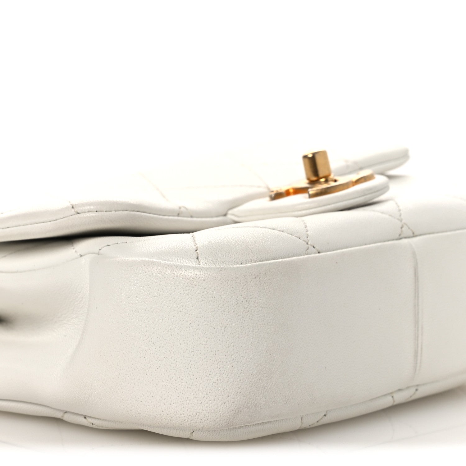 Chanel Lambskin Quilted Small Circular Handle Bag White