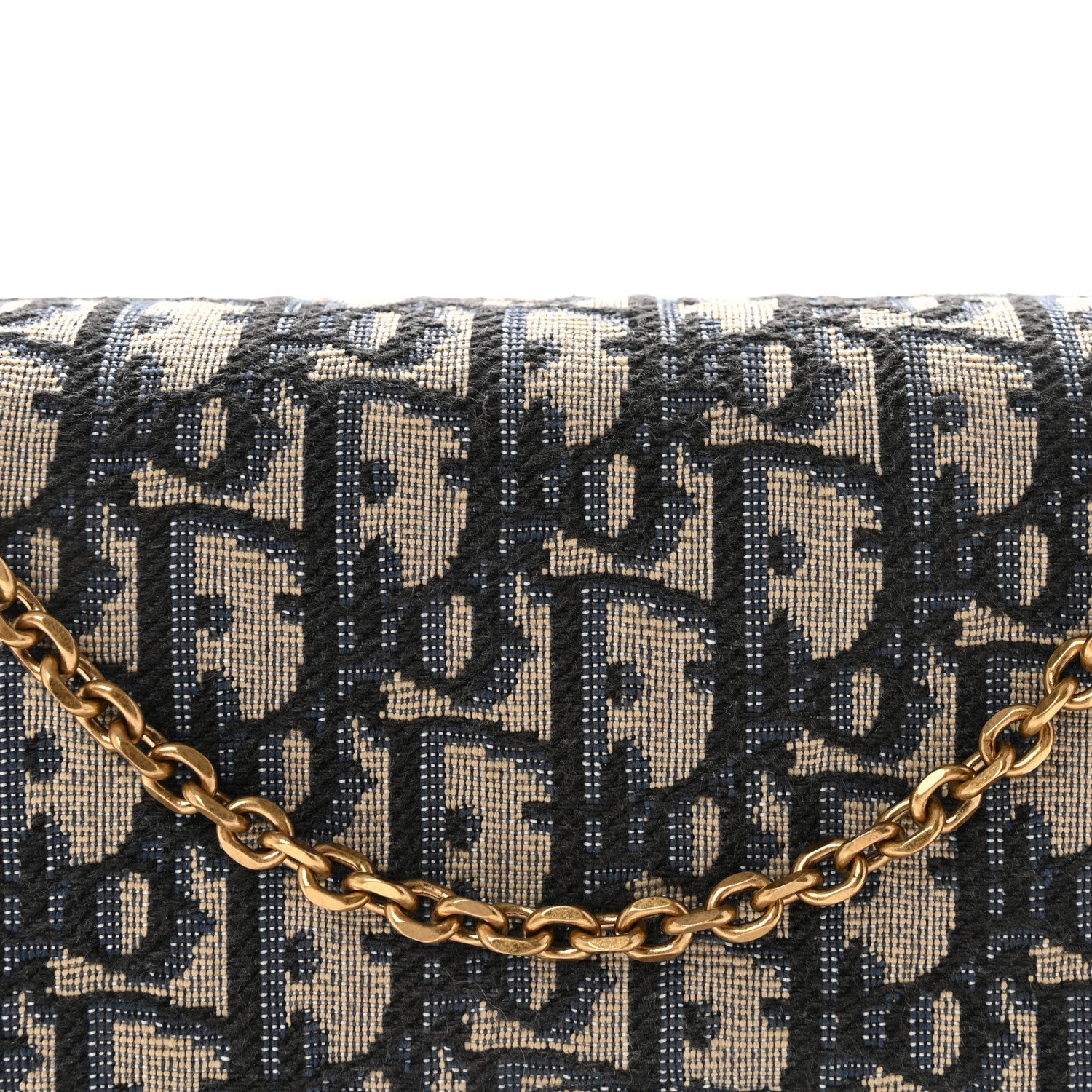 Christian Dior Oblique Saddle Chain Pouch Blue