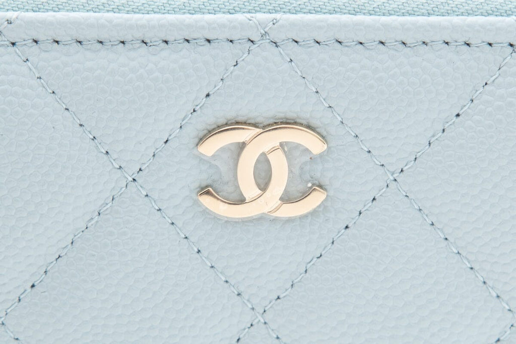 Chanel 2022 Blue Caviar Quilted Wallet