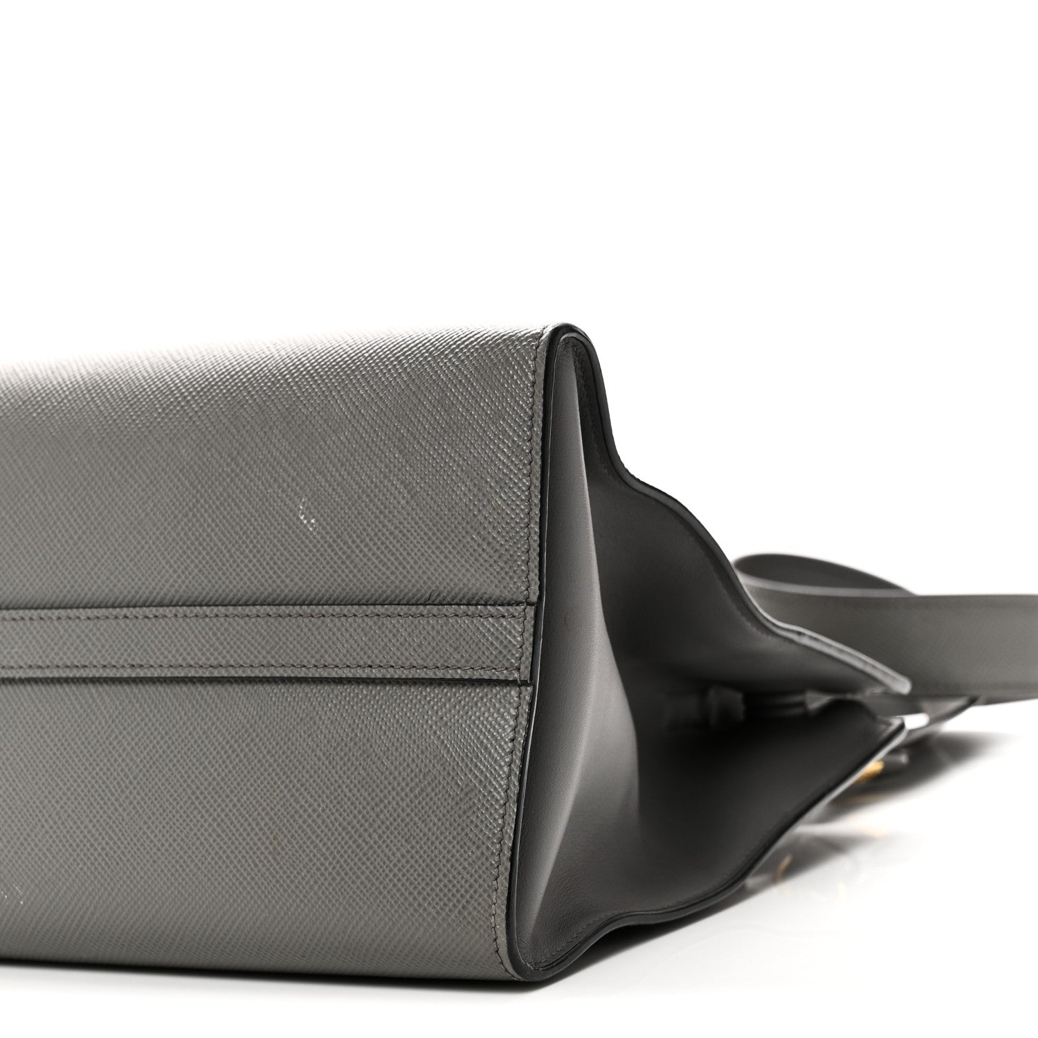 Prada Saffiano Cuir Calfskin Medium Monochrome Top Handle Tote Ardesia