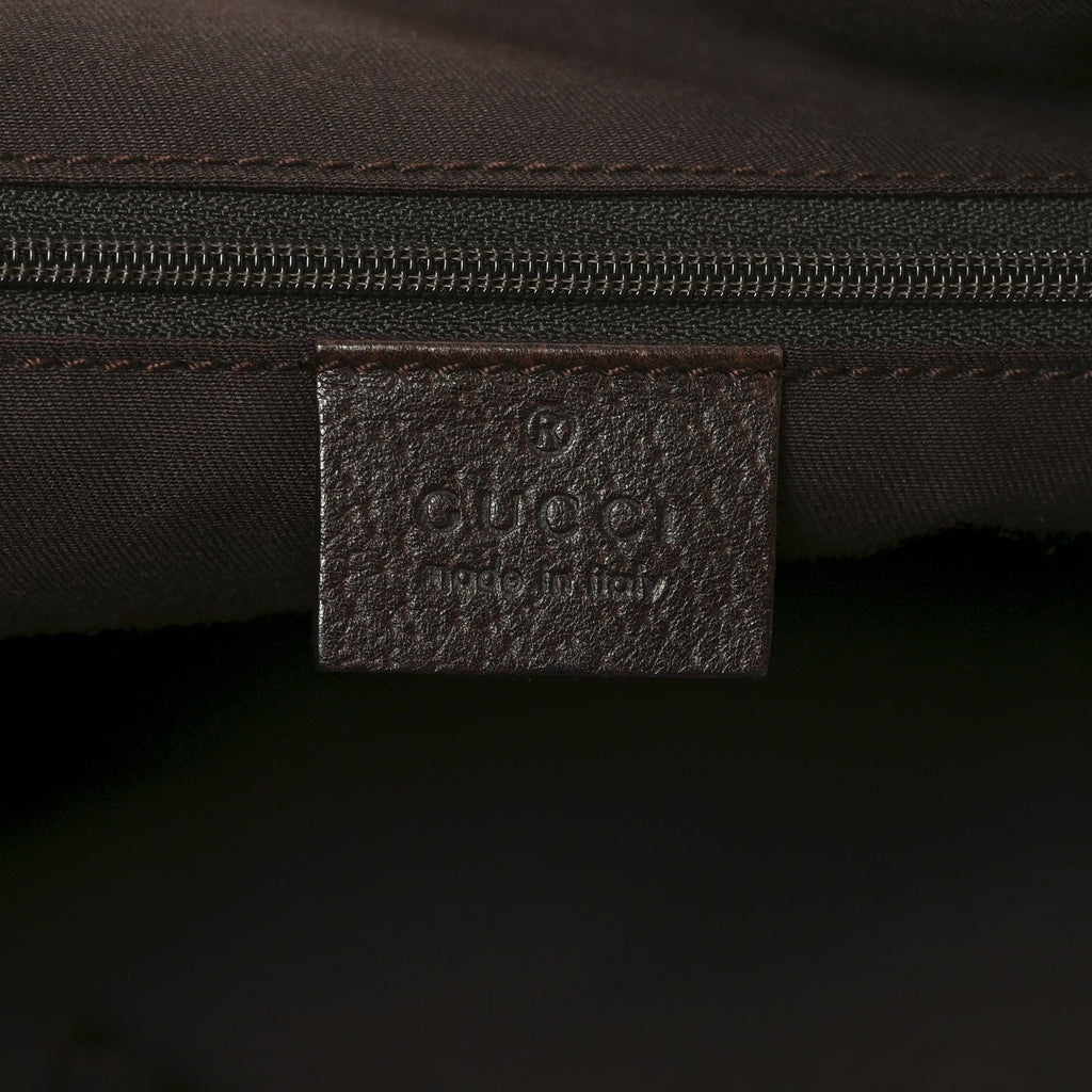 Gucci Monogram Small Gold D Ring Tote Brown