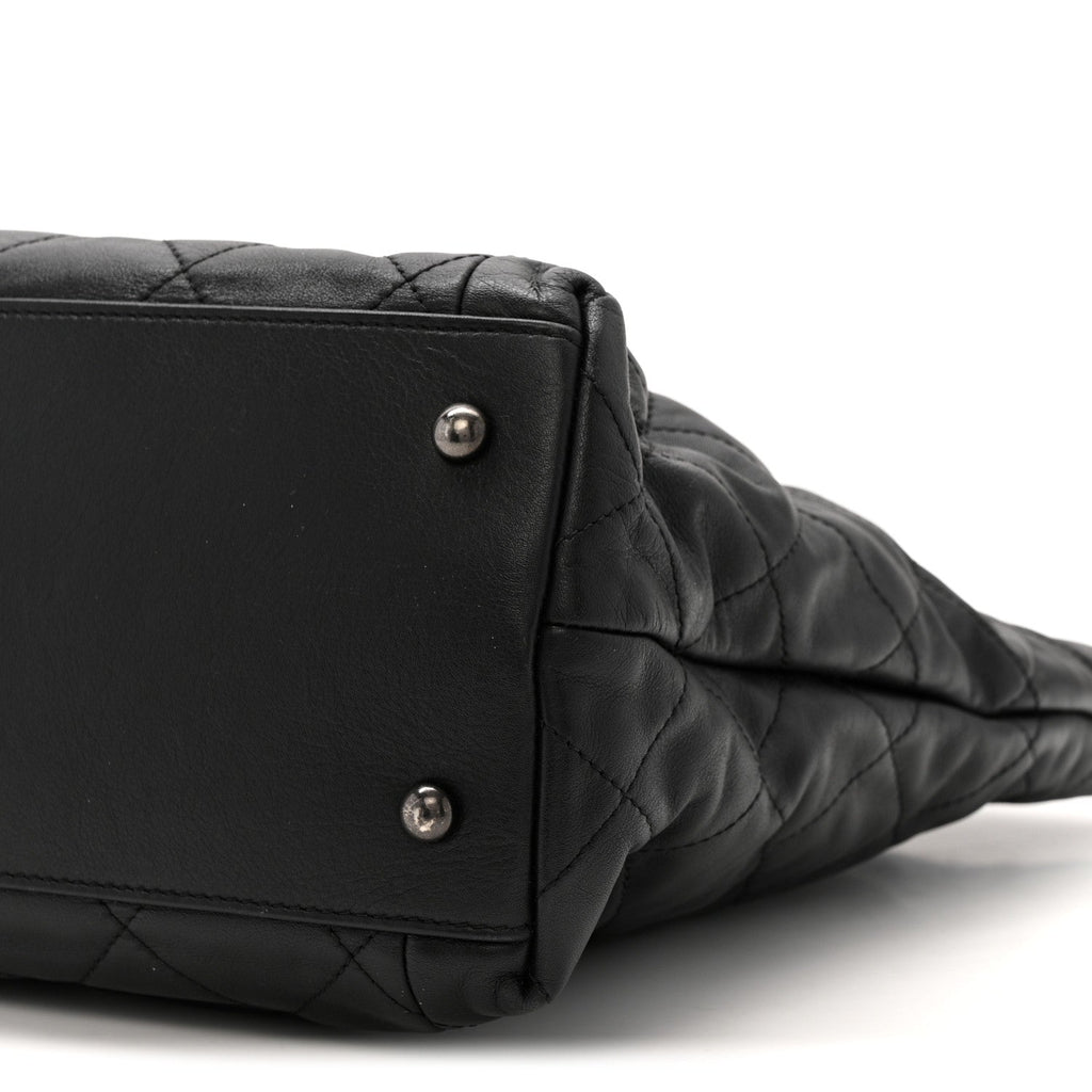 Chanel Calfskin Quilted Large Coco Pleats Tote Black