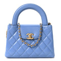 Chanel Shiny Aged Calfskin Quilted Nano Kelly Shopper Blue