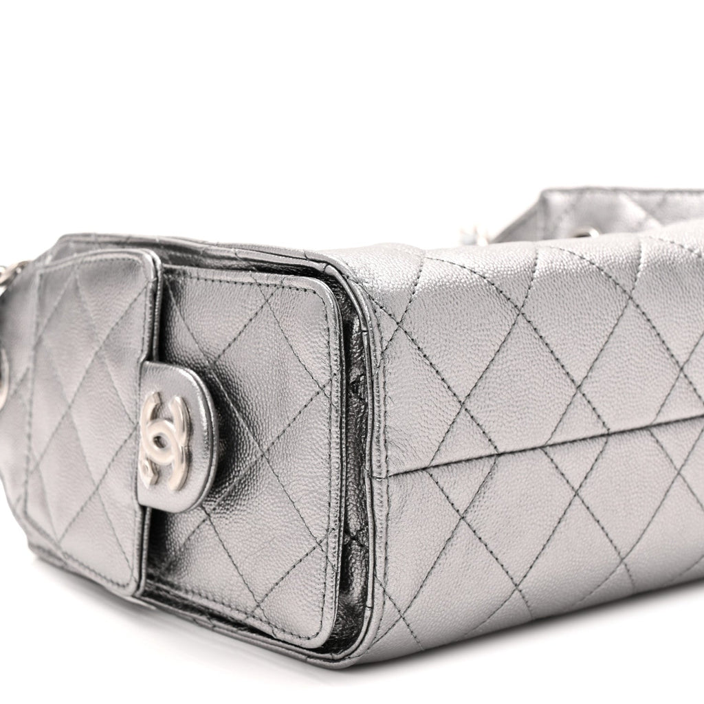 Chanel Metallic Caviar Quilted Mini Chanel 25 Handbag Anthracite