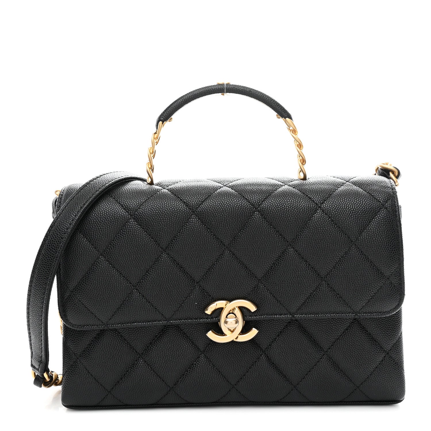 Chanel Caviar Quilted Medium Carry Me Top Handle Flap Black