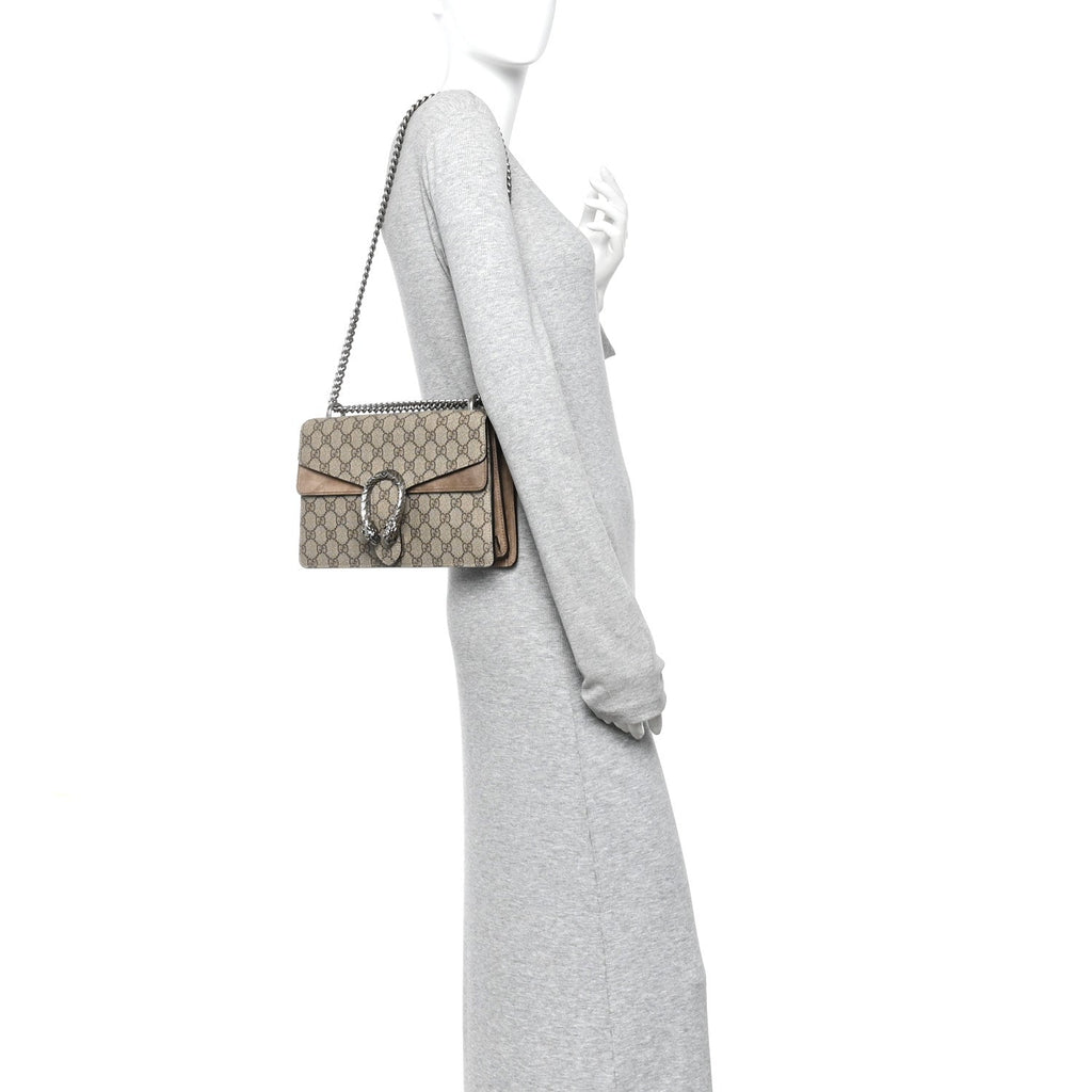Gucci GG Supreme Monogram Small Dionysus Shoulder Bag Taupe