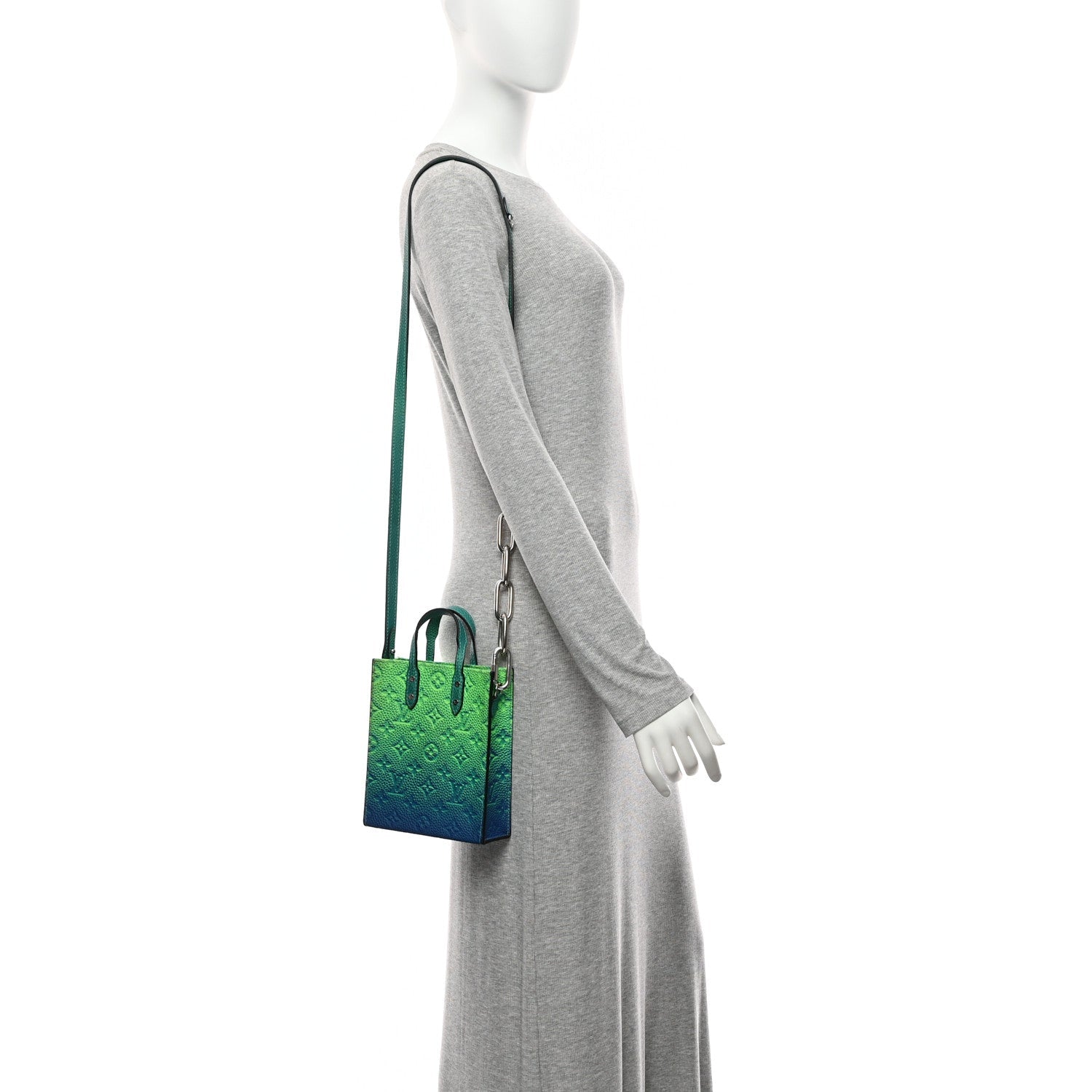 Louis Vuitton Taurillon Illusion Sac Plat XS Bleu Vert