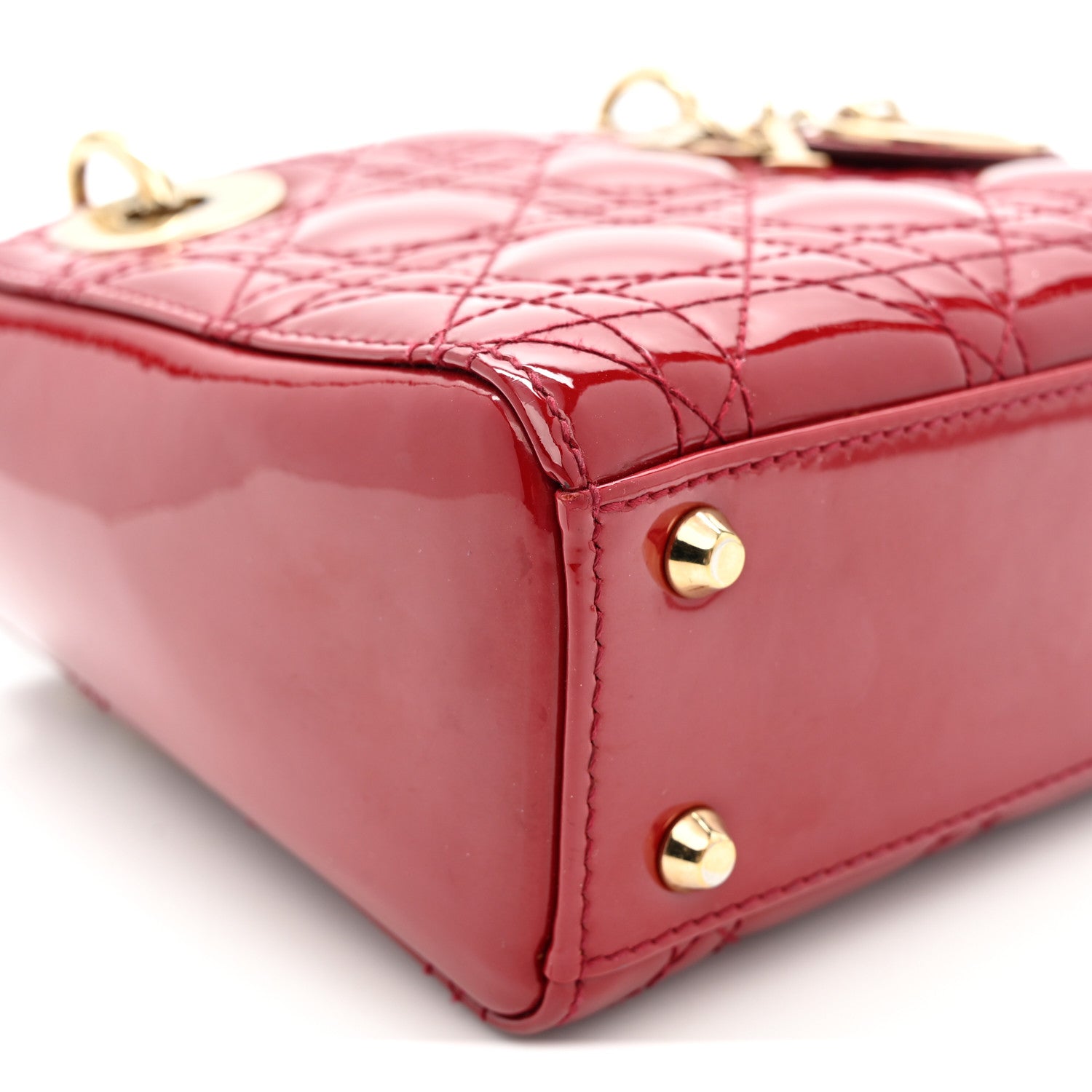 Christian Dior Patent Cannage Mini Lady Dior Red