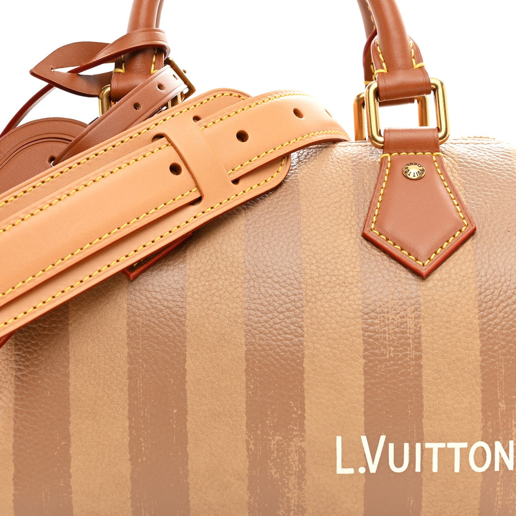 Louis Vuitton Calfskin Washed Stripes Speedy P9 Bandouliere 20 Camel