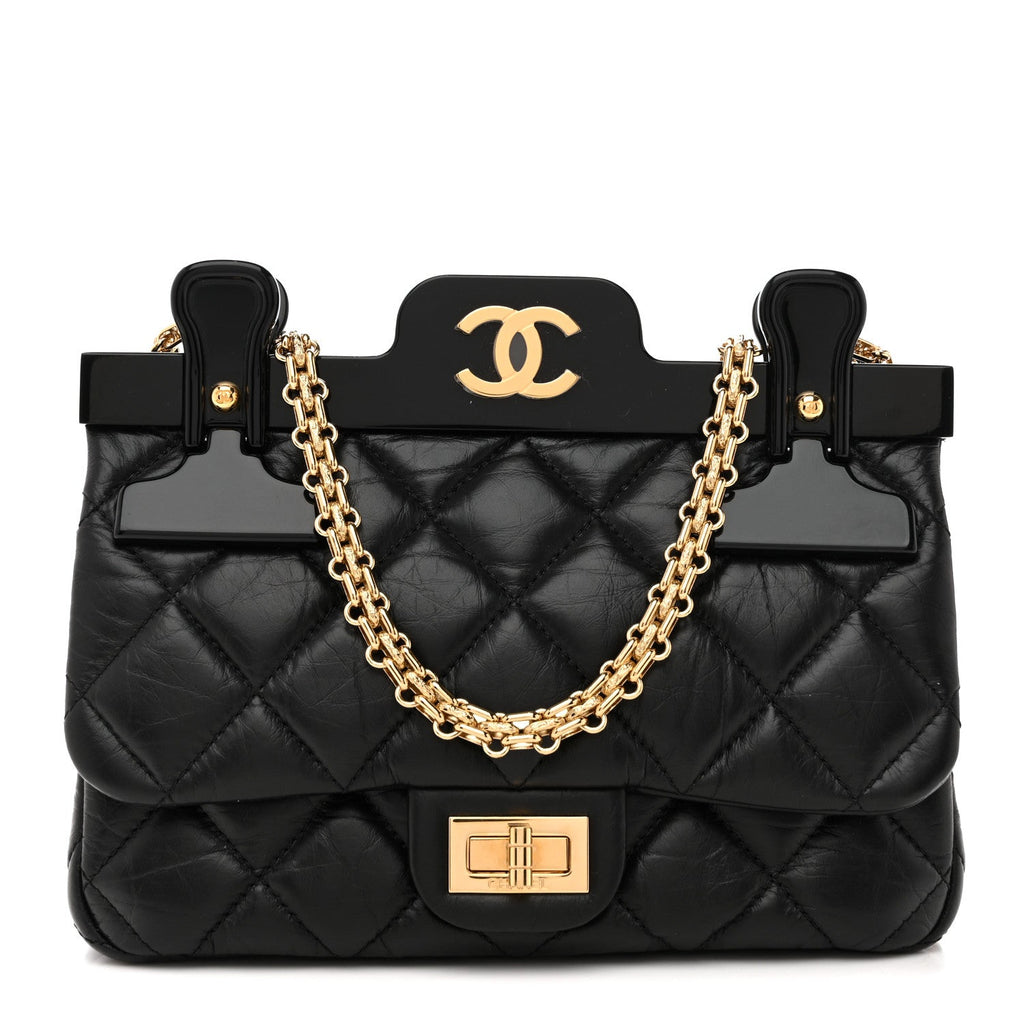 Chanel Aged Calfskin Quilted 2.55 Reissue Mini Hanger Flap Black