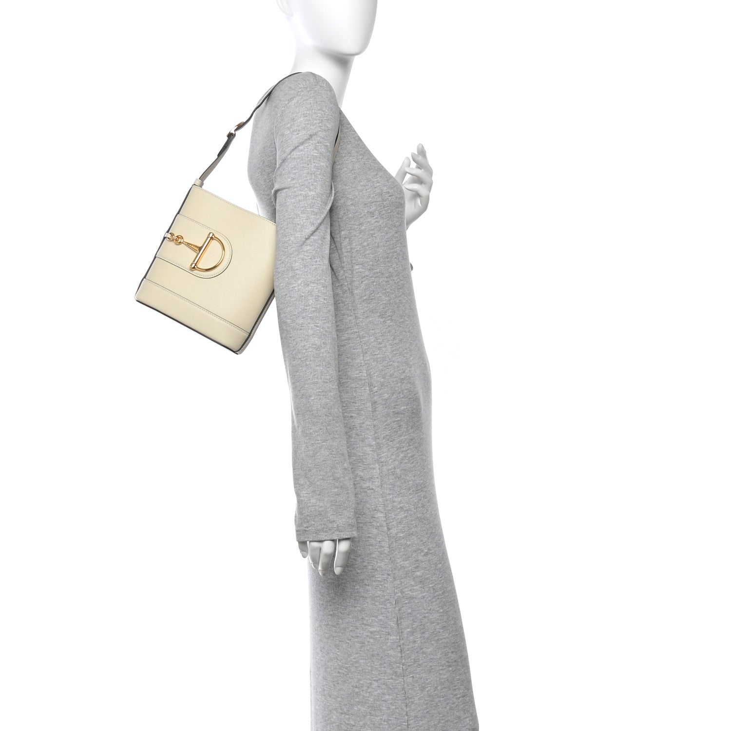 Gucci Arabella Calfskin Horsebit 73 Mini Bucket Bag White