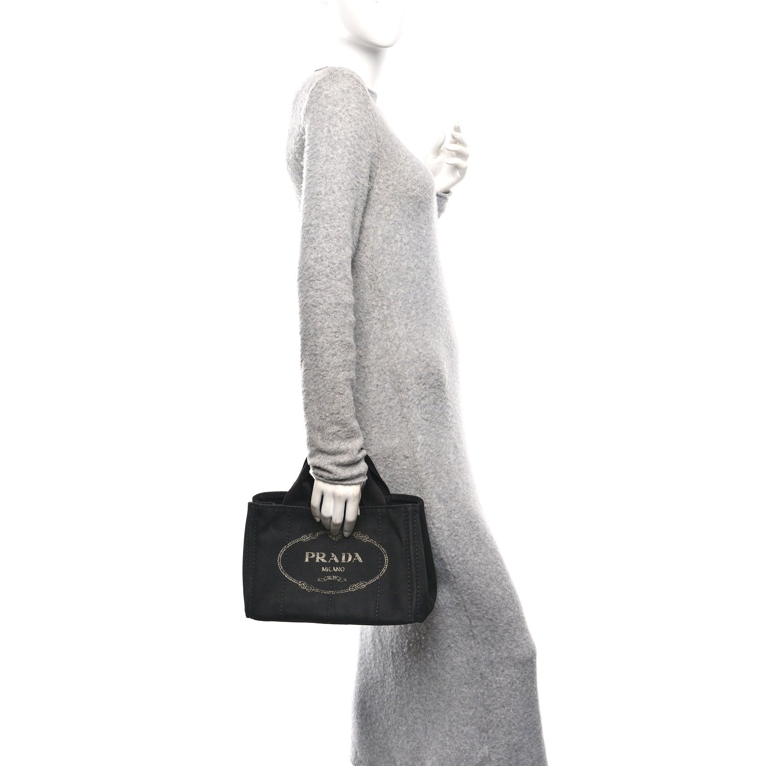 Prada Denim Canapa Logo Tote Black