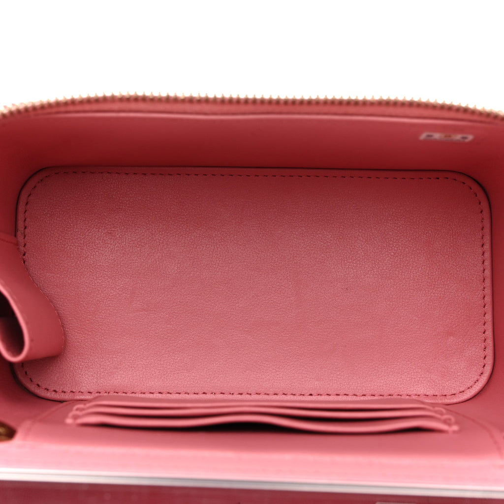 Chanel Lambskin Quilted Small Top Handle Vanity Case With Chain Pink