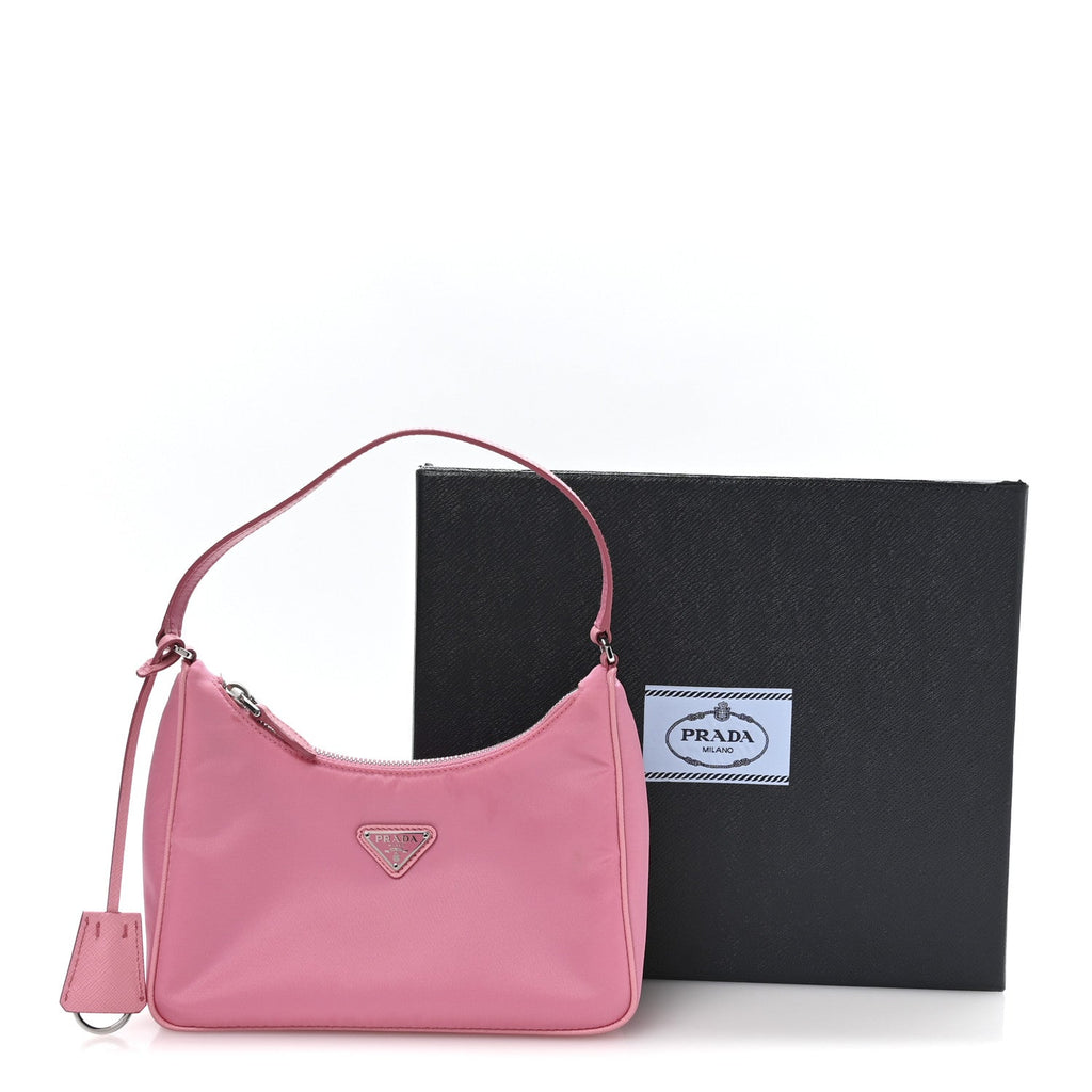Prada Tessuto Nylon Saffiano Mini Re-Edition 2005 Bag Begonia