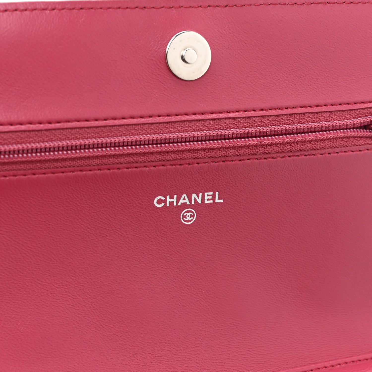 Chanel Lambskin Quilted Boy Wallet On Chain WOC Dark Fuchsia