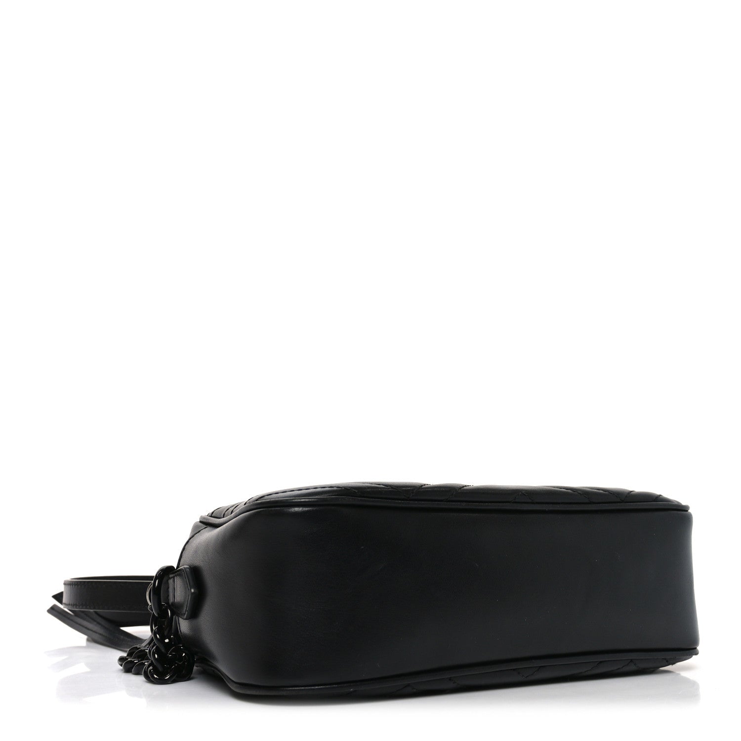 Gucci Calfskin Matelasse Monochrome Small GG Marmont Chain Shoulder Bag Black