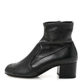 Chanel Stretch Lambskin Cap Toe CC Uniform Short Boots  35 Black