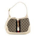 Gucci GG Supreme Monogram Azalea Calfskin Web Small Jackie 1961 Hobo Beige Ebony Mystic White
