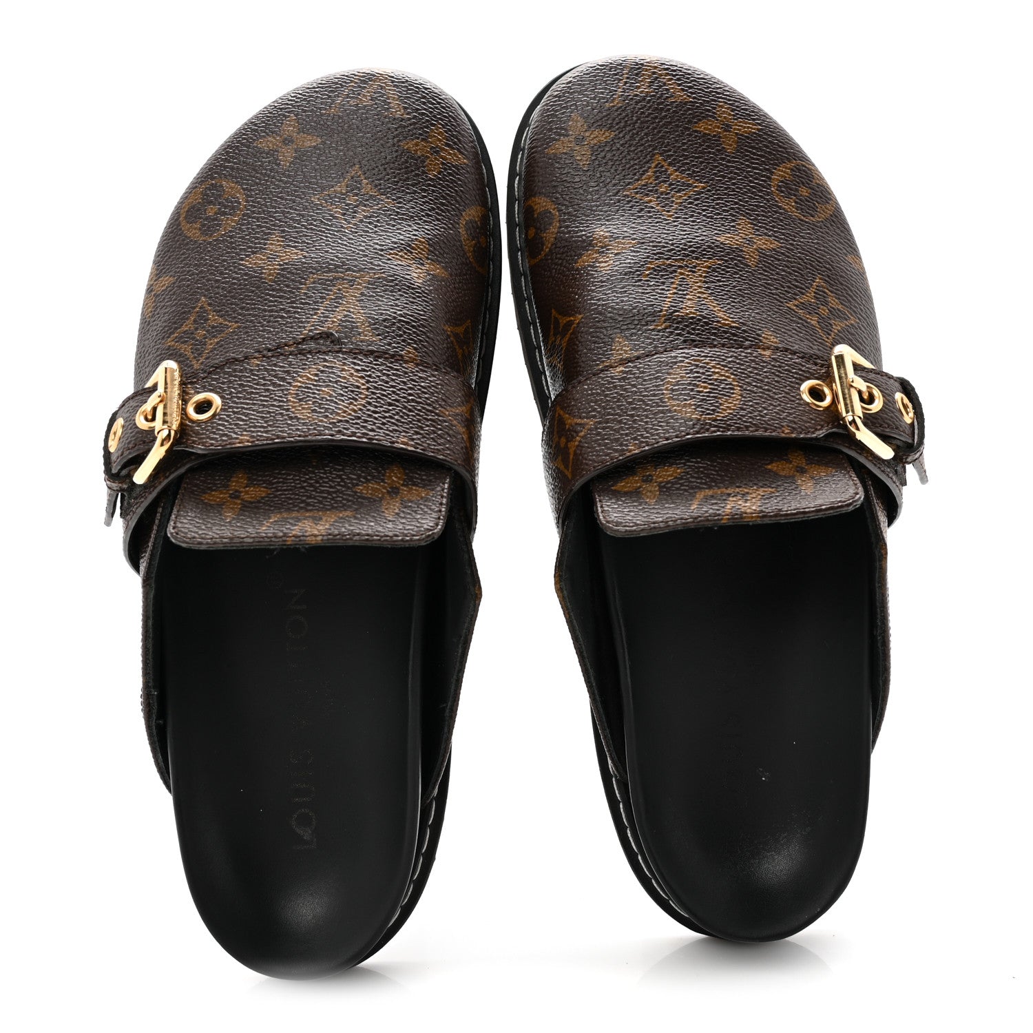 Louis Vuitton Patent Monogram Womens Cosy Flat Comfort Clog Mules 38 Brown