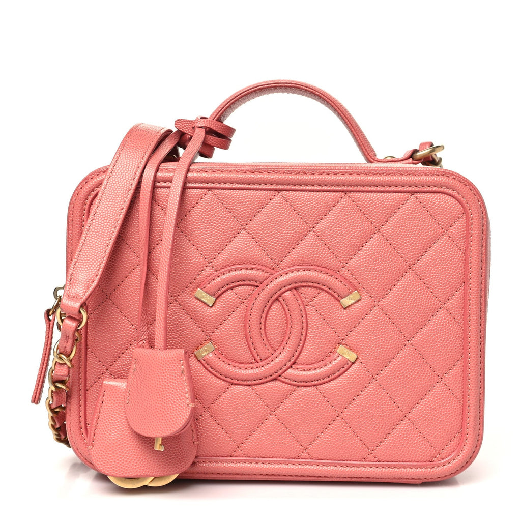 Chanel Caviar Quilted Medium CC Filigree Vanity Case Pink