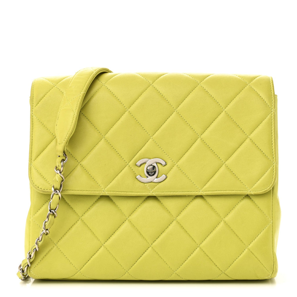 Chanel Lambskin Quilted CC Single Flap Green