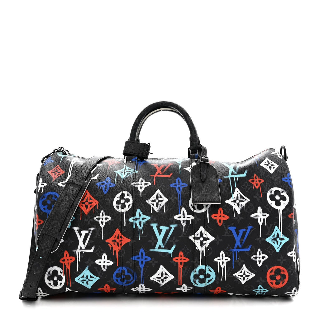 Louis Vuitton Monogram Eclipse LV Graffiti Keepall Bandouliere 50 Multicolor