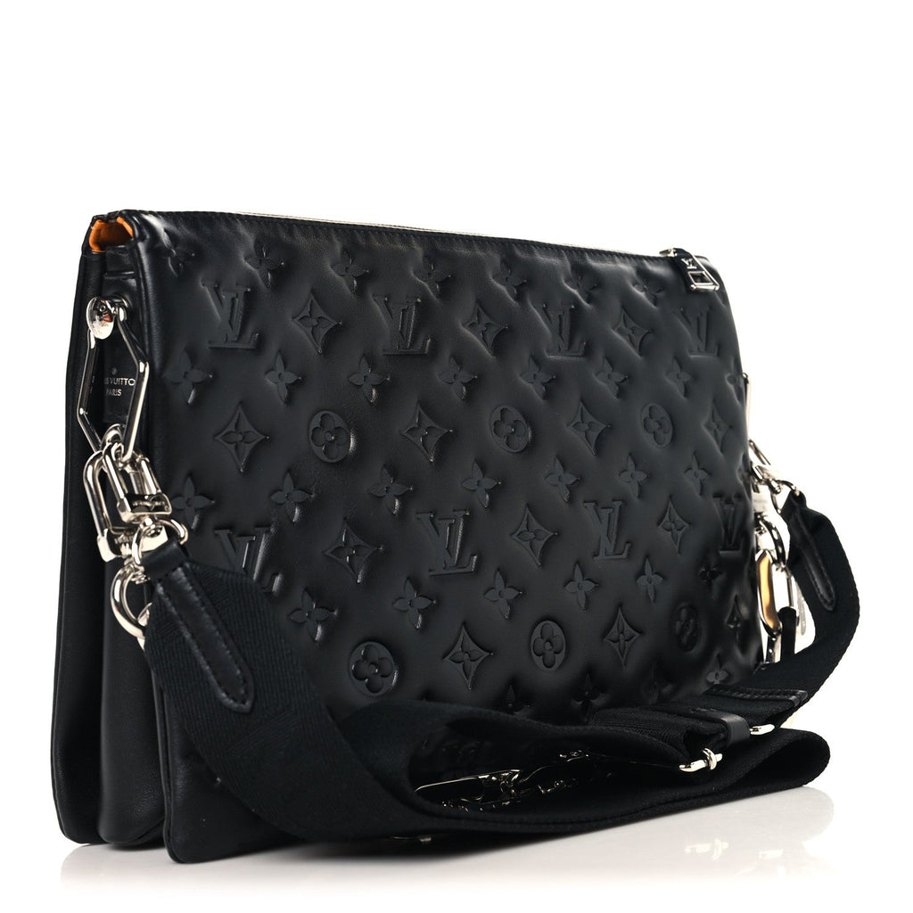 Louis Vuitton Lambskin Embossed Monogram Coussin MM Black