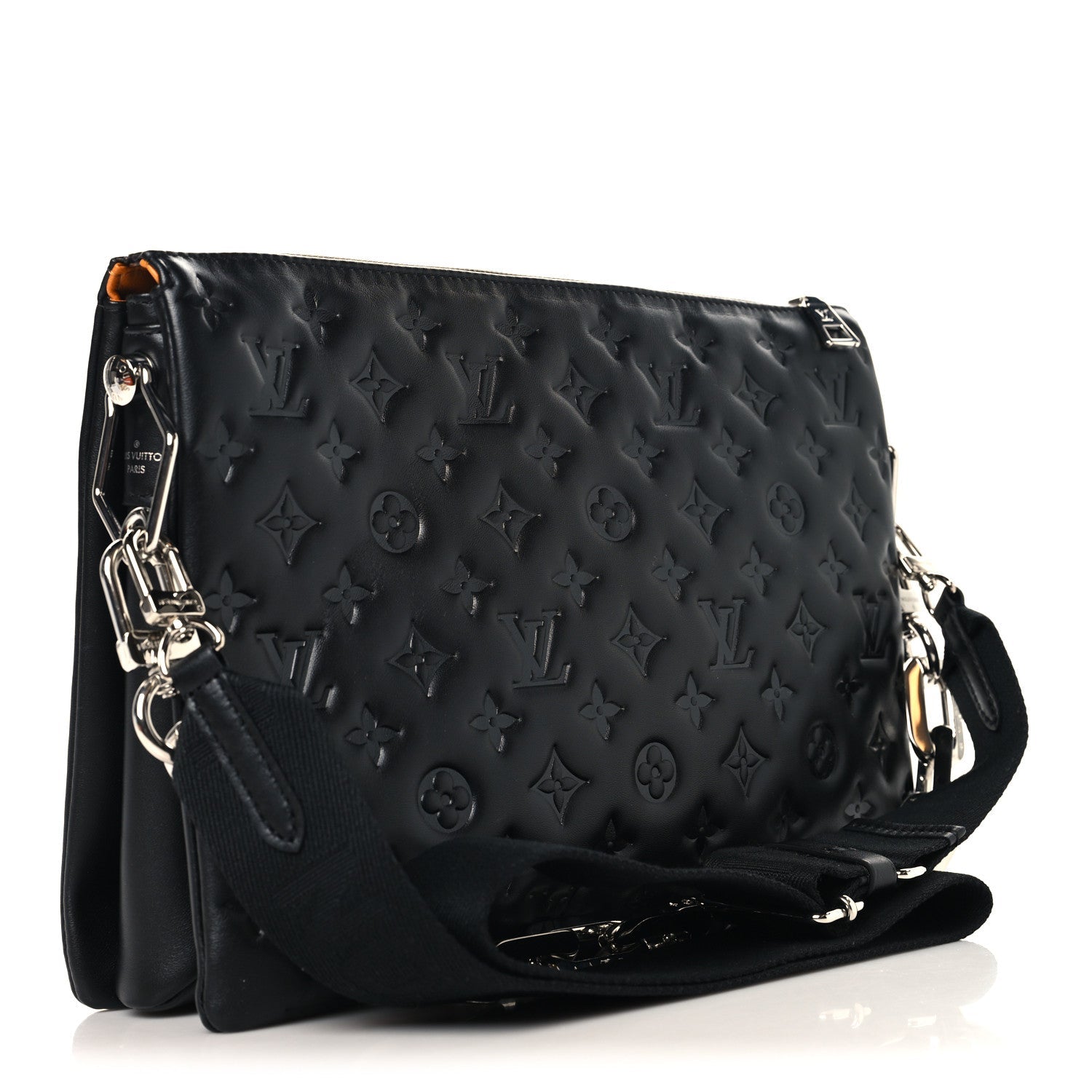 Louis Vuitton Lambskin Embossed Monogram Coussin MM Black