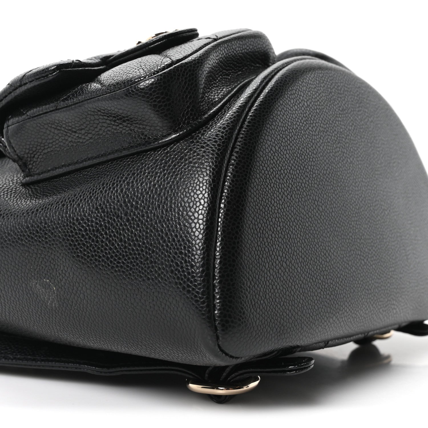Chanel Shiny Caviar Quilted Medium Duma Pockets Drawstring Backpack Black