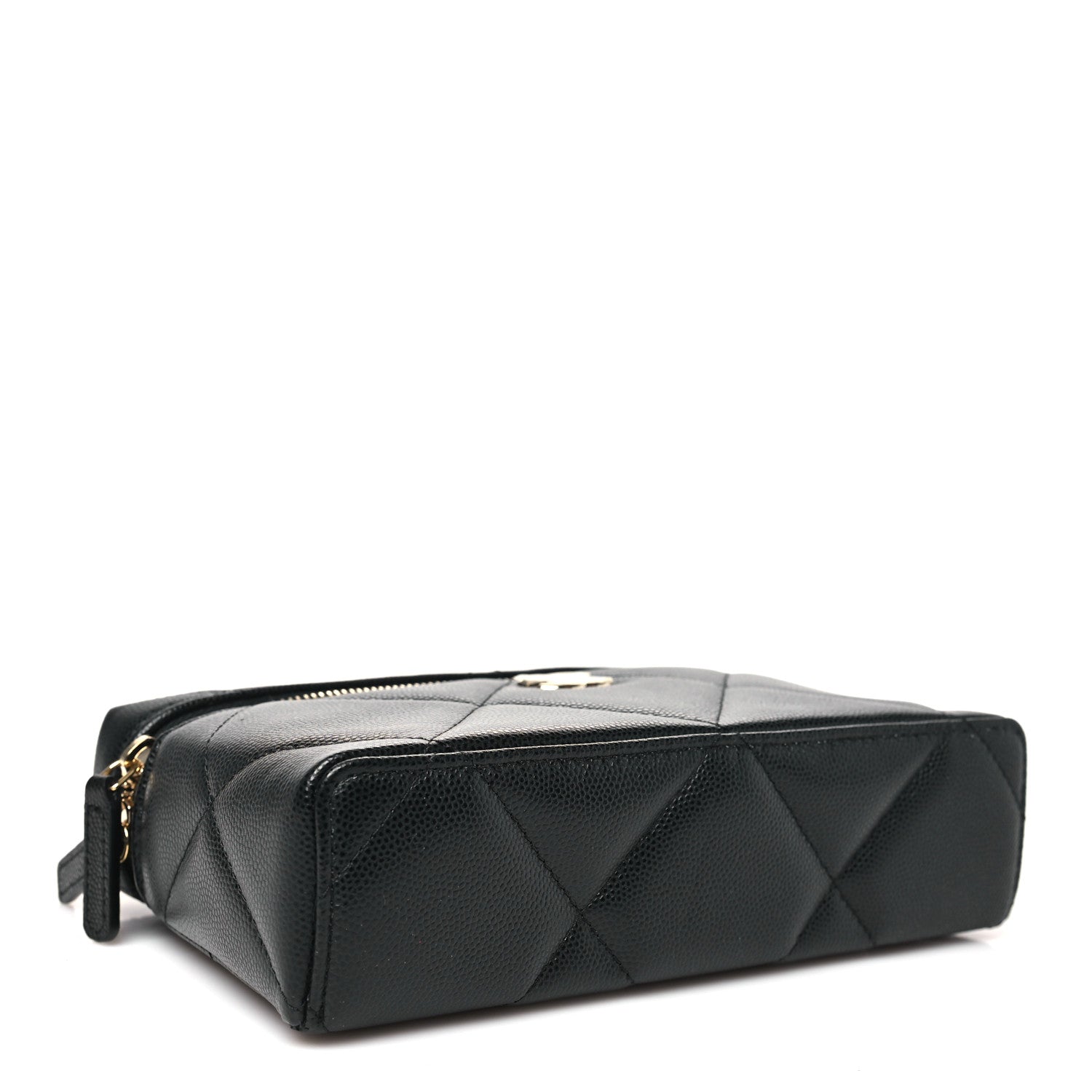 Chanel Caviar Quilted Top Handle Slim Vanity With Chain Black