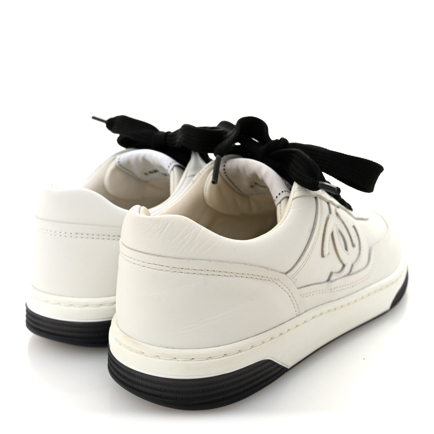 Calfskin CC Womens Sneakers 36 White Black