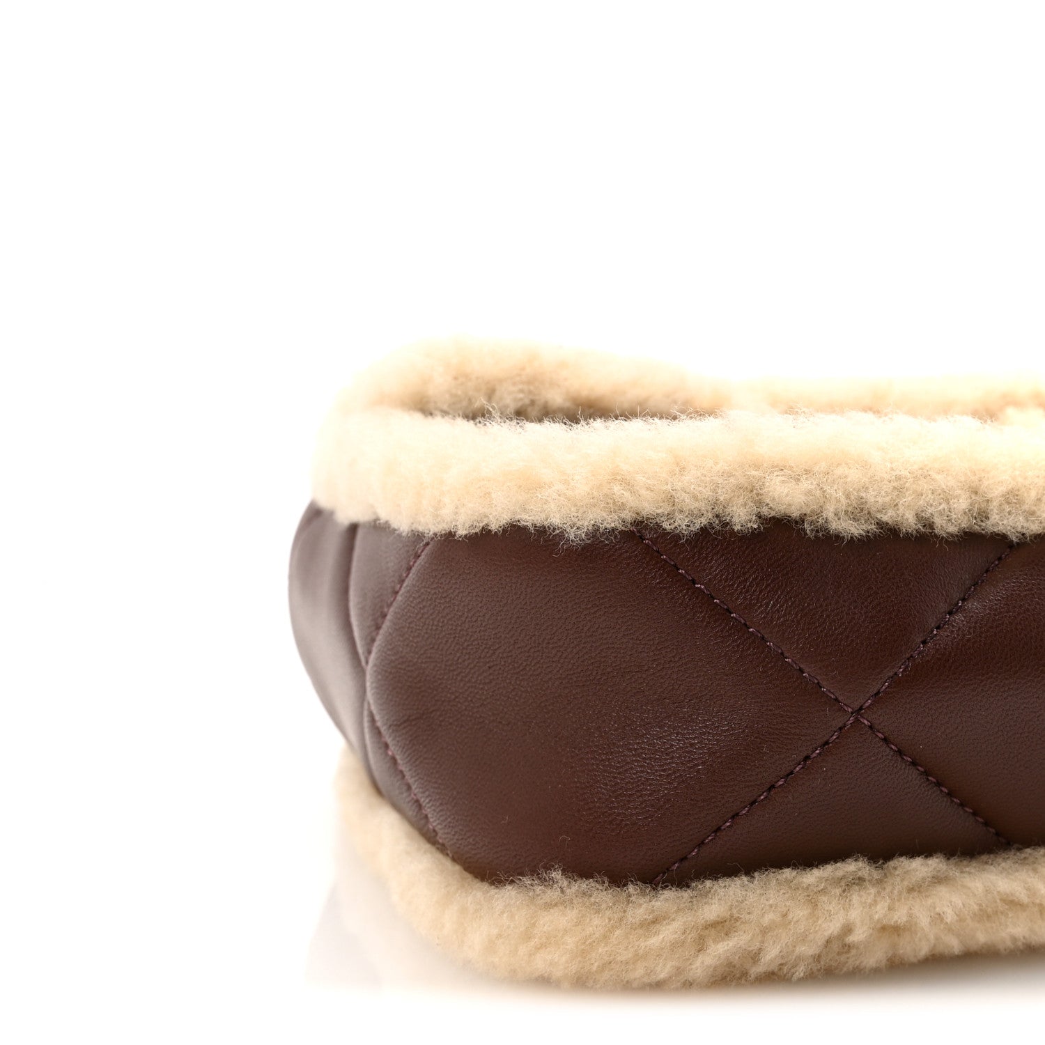 Chanel Shearling Lambskin Quilted Furry Coco Flap Beige Dark Brown