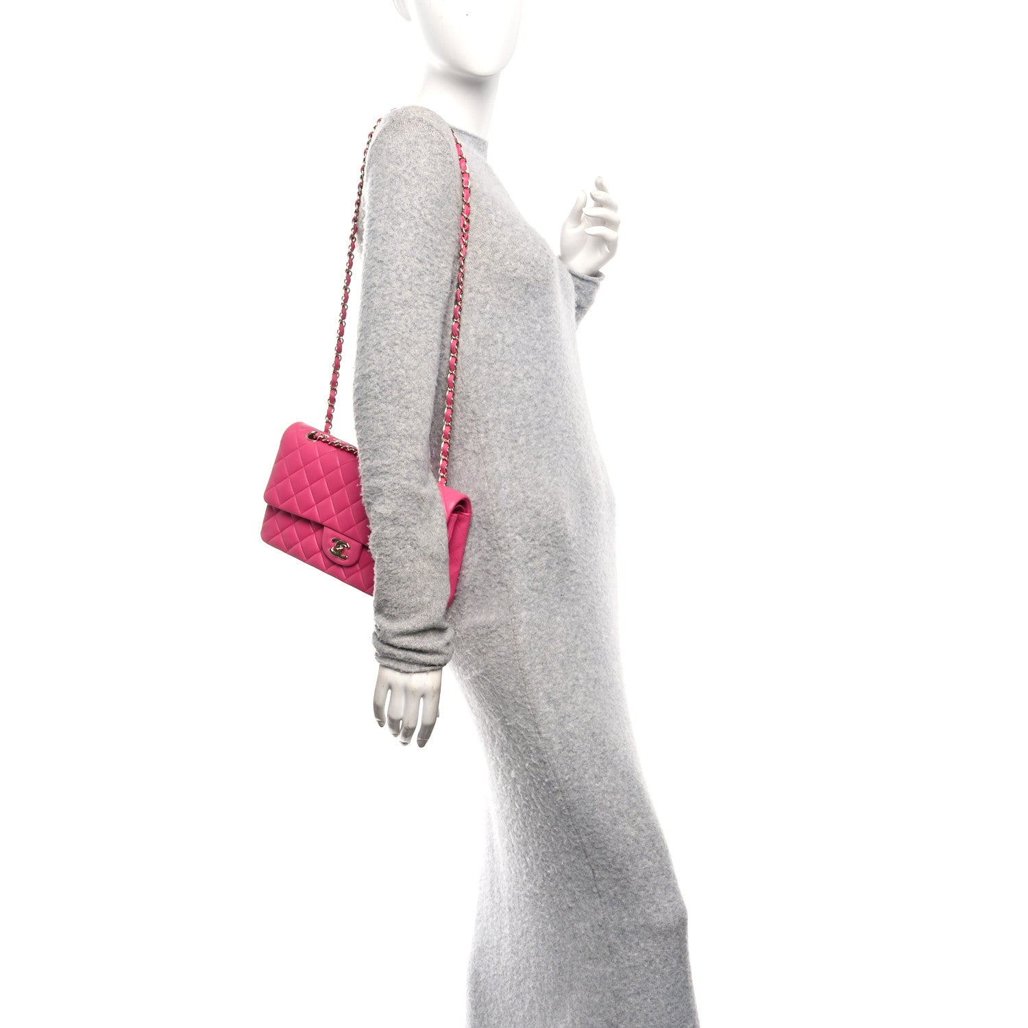 Chanel Lambskin Quilted Medium Double Flap Pink