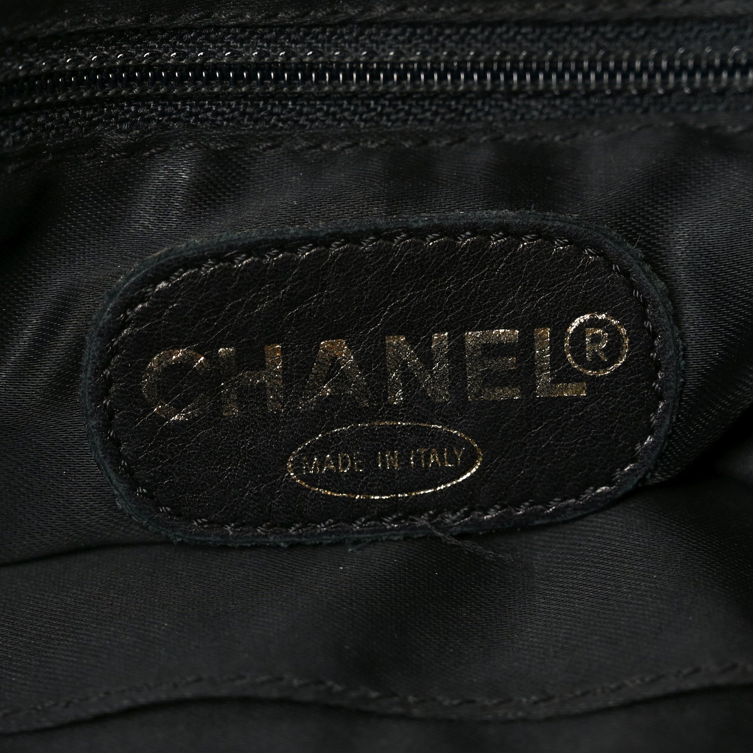 Chanel Caviar Embroidered Logo Shoulder Bag Black