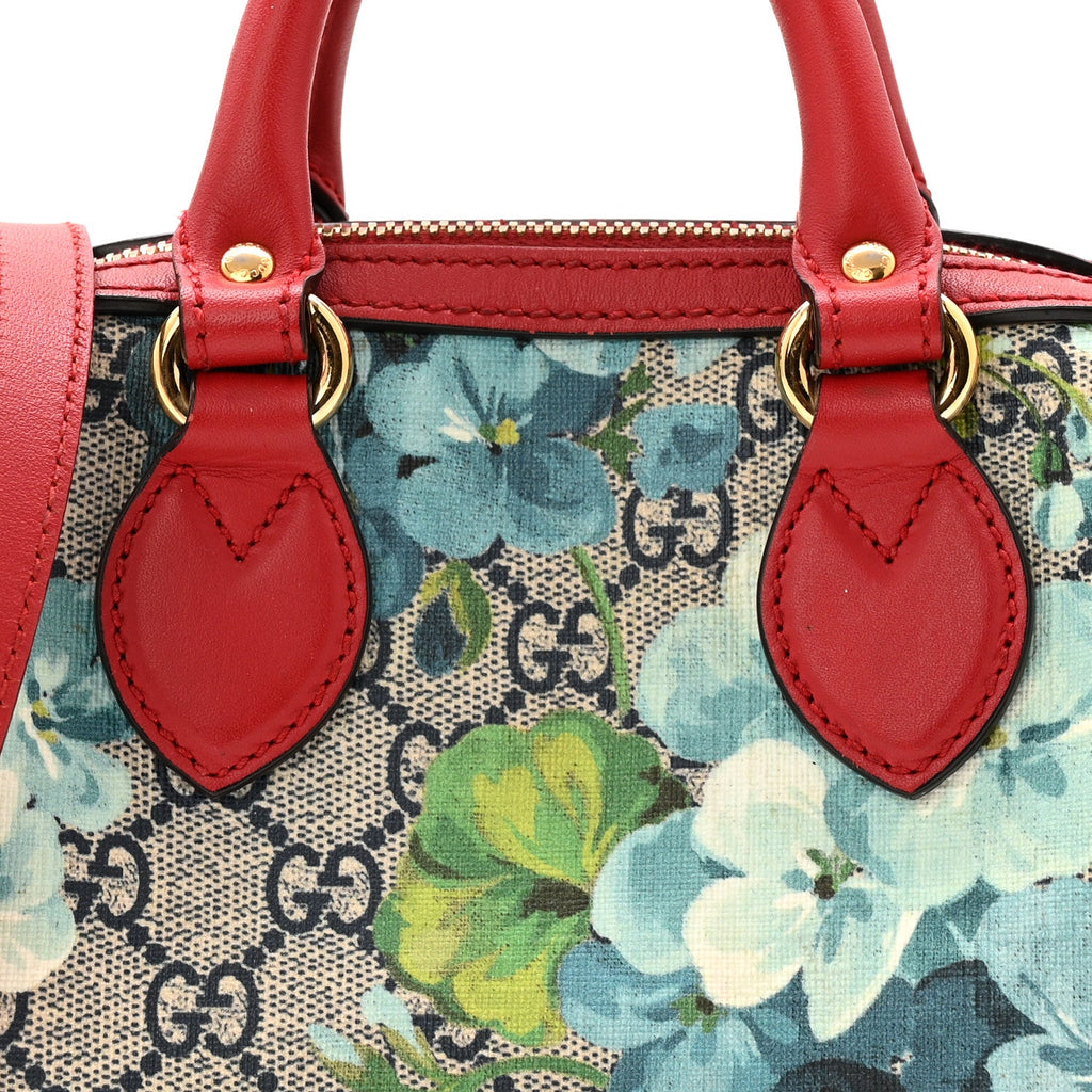 Gucci GG Supreme Monogram Blooms Mini Boston Navy Blue Hibiscus