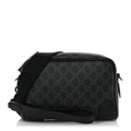 Gucci GG Supreme Monogram Textured Calfskin Emblem Small Crossbody Black