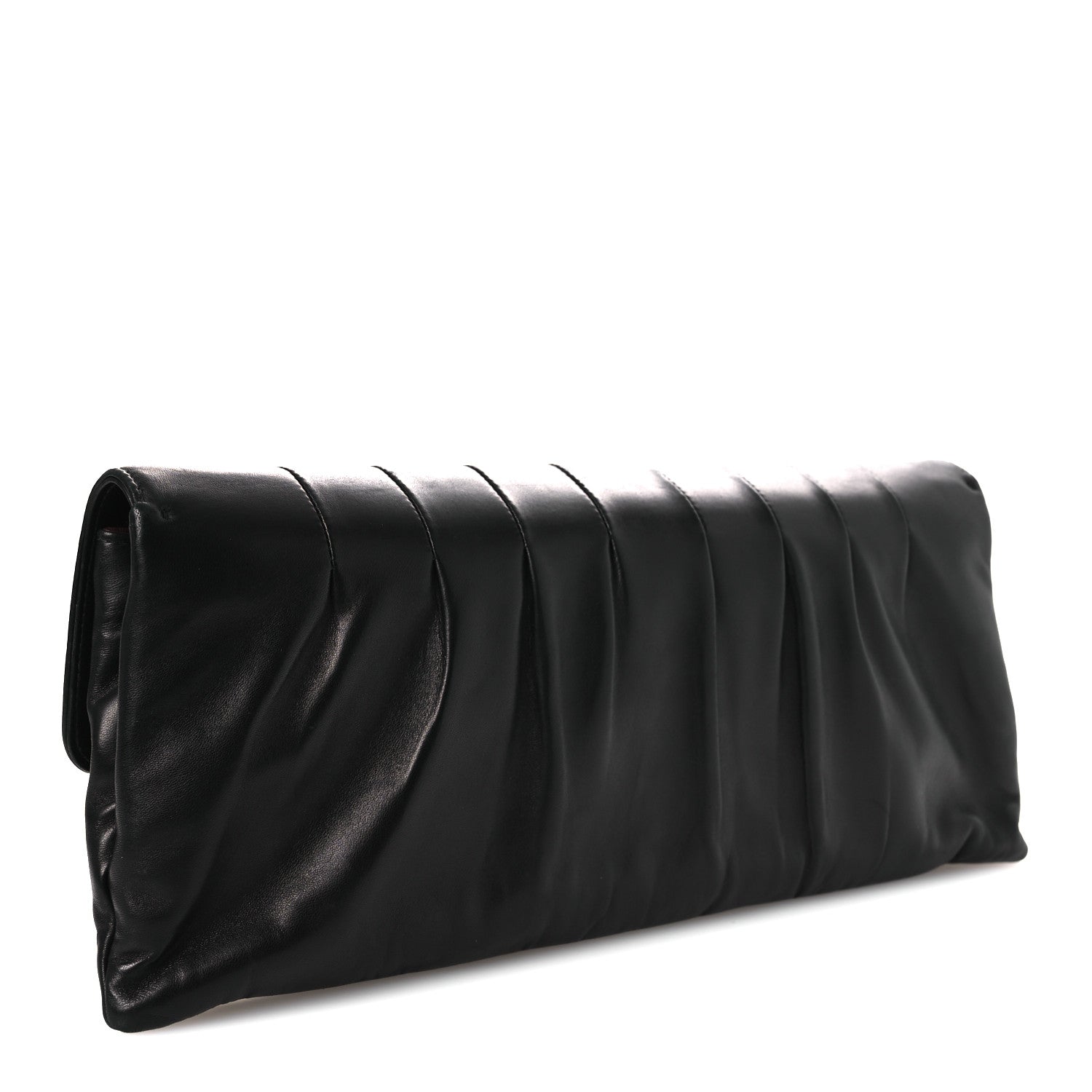 Chanel Lambskin Vertical Quilted Clutch Black
