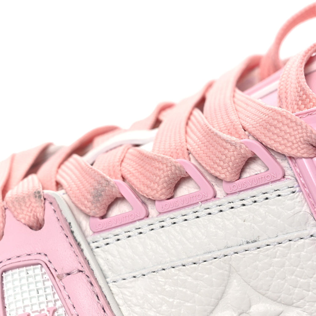 Louis Vuitton Calfskin Monogram Womens LV Trainer Sneakers 36.5 Light Pink