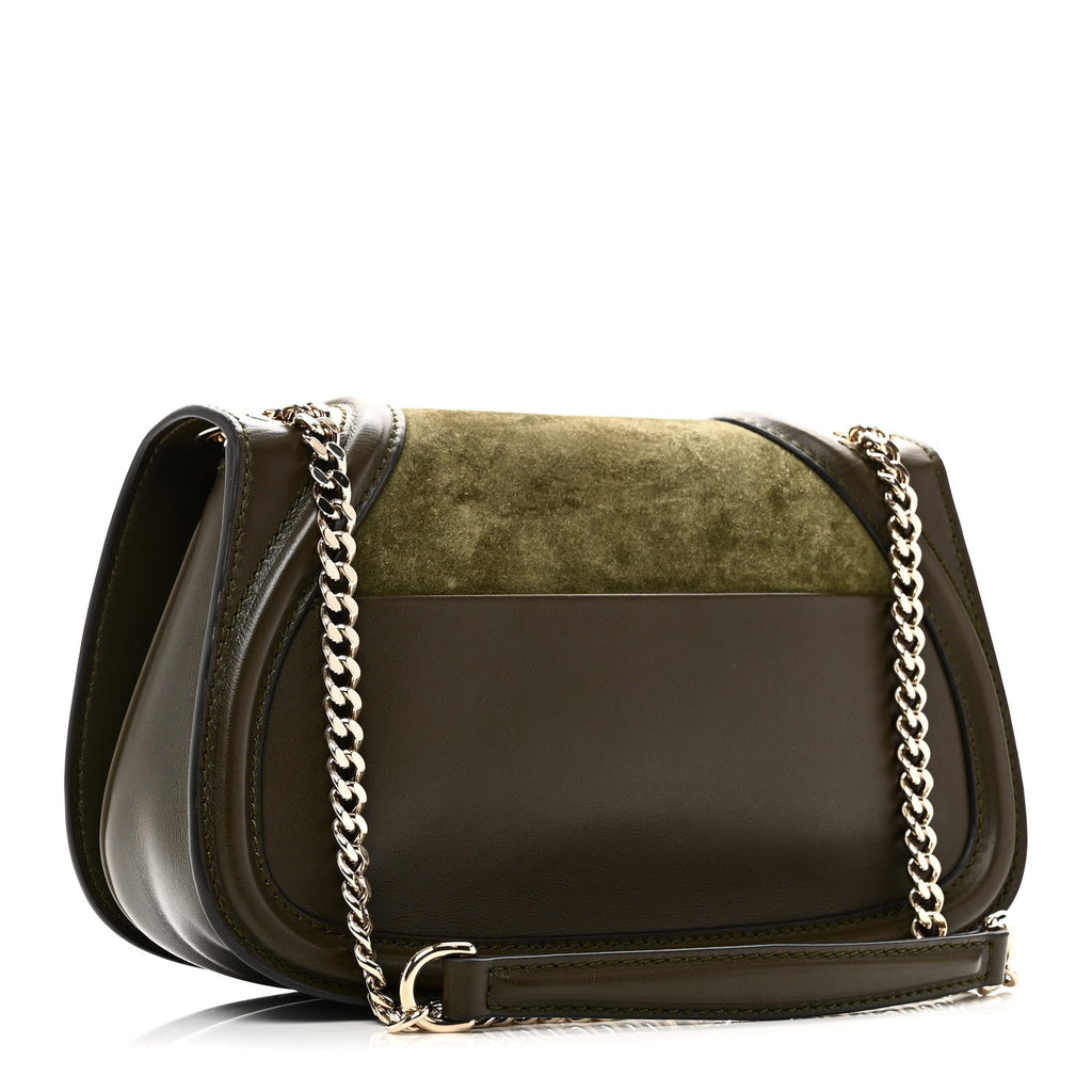 Gucci Suede Calfskin Blondie Medium Shoulder Bag Green