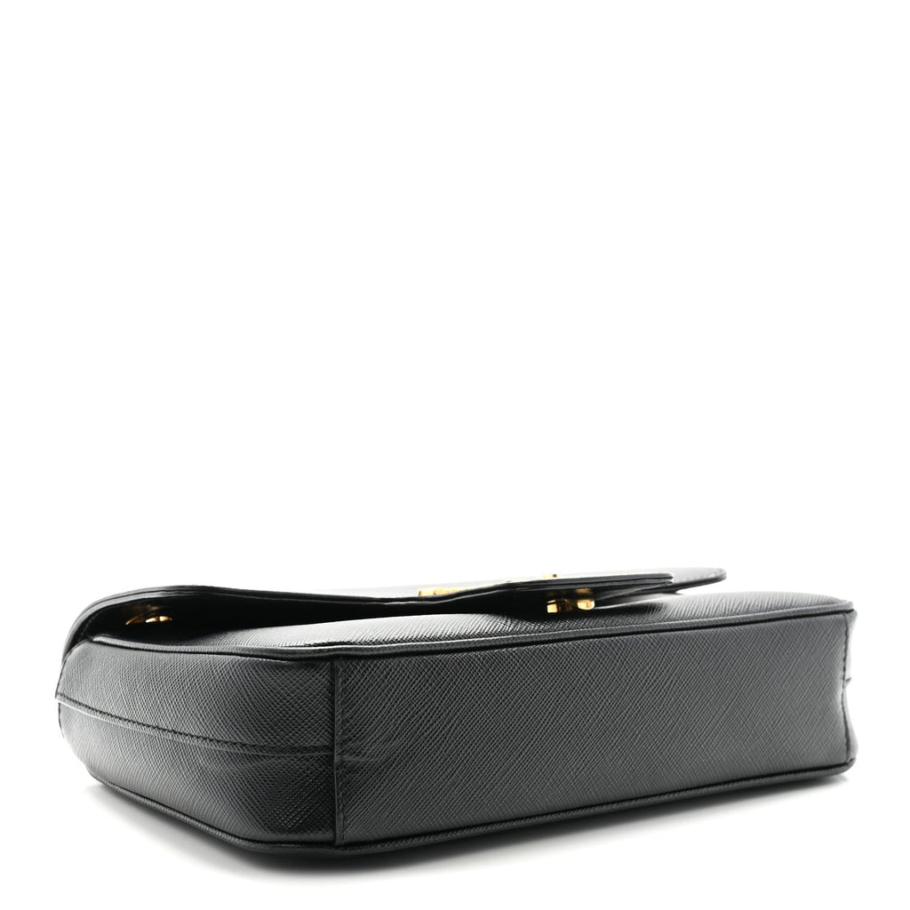 Prada Saffiano Flap Shoulder Bag Black
