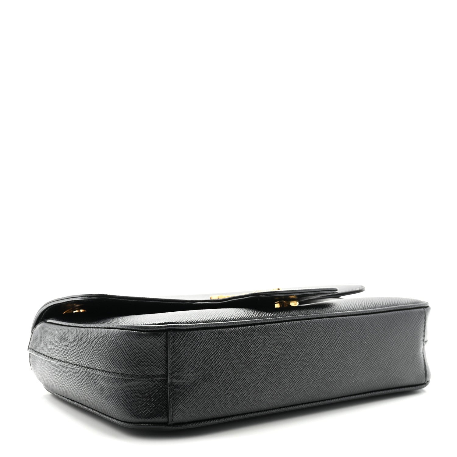 Prada Saffiano Flap Shoulder Bag Black